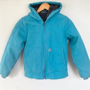 Youth Fleece Lined Canvas Zip Up Carhartt Jacket  MEDIUM (10-12)